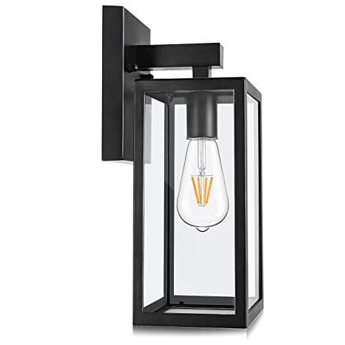MAXvolador Outdoor Wall Lantern, Exterior Waterproof Wall Sconce Light Fixture, Black Anti-Rust Mount Light with Clear Glass, E26 Base Wall Lamp