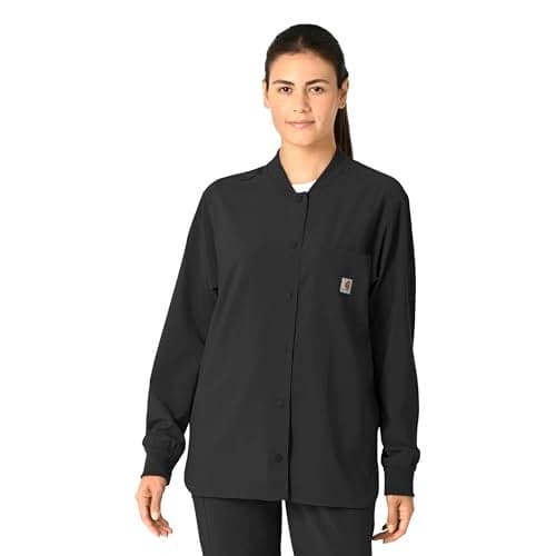 Carhartt Scrubs C82210 Women's Cross-Flex Modern Fit Shirt Jacket Small Black