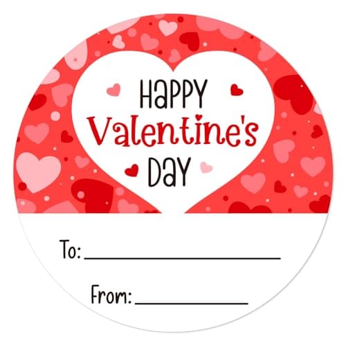 FaCraft 72PCS Happy Valentines Day Stickers - Heart Sticker Personalized Valentines Stickers to from Labels Valentine's Day Gift Tag Round Envelope Seals Boxes Cards Valentine Party Favor Decorations