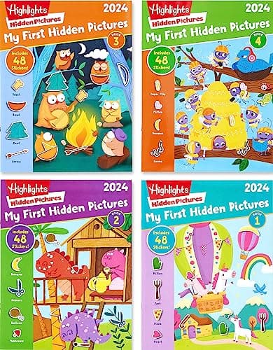 Highlights for Children My First Hidden Pictures 2024 Activity Books for Kids Ages 36 4Book Set of TravelFriendly Screen Free Seek and Find Fun with Stickers