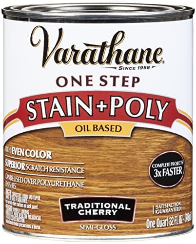 Varathane 225246H Oil-Based One Step Stain + Poly, Quart, Traditional Cherry