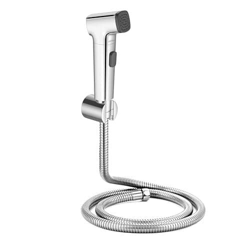 Plantex Jet Spray Pipe for Toilet/6 Inch Bathroom Jet Spray for Toilet/Square Hand Jet Spray with 1.2 Meter Flexible Hose Pipe and Wall Brackets - (Chrome)