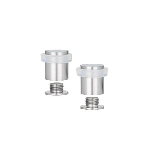 Pack of 2 EVI Door Stoppers | Stainless Steel Door Stopper - Screw Fastening - White Rubber Protector - 0.79 x 0.99 Inch Door Stop