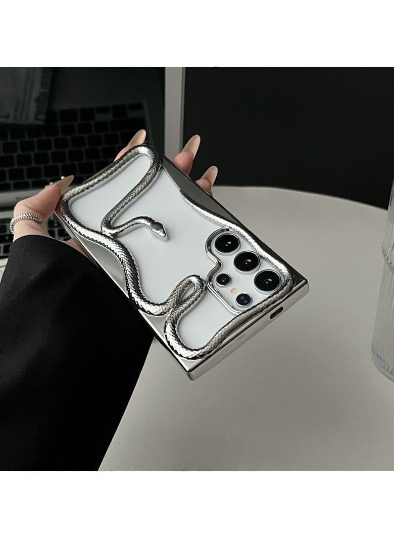 Compatible with Samsung S25 Ultra! Electroplated bright matte hollowed out serpentine phone case, anti-fall and personality