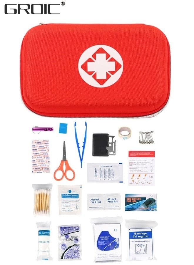 79PCS Personal First Aid Kit, Surviveware Survival First Aid Kit for Car Emergency Supplies Mini Compact Bag for Backpack, Basic Camping Essentials Survival Kit for Hiking Travel with Scissors