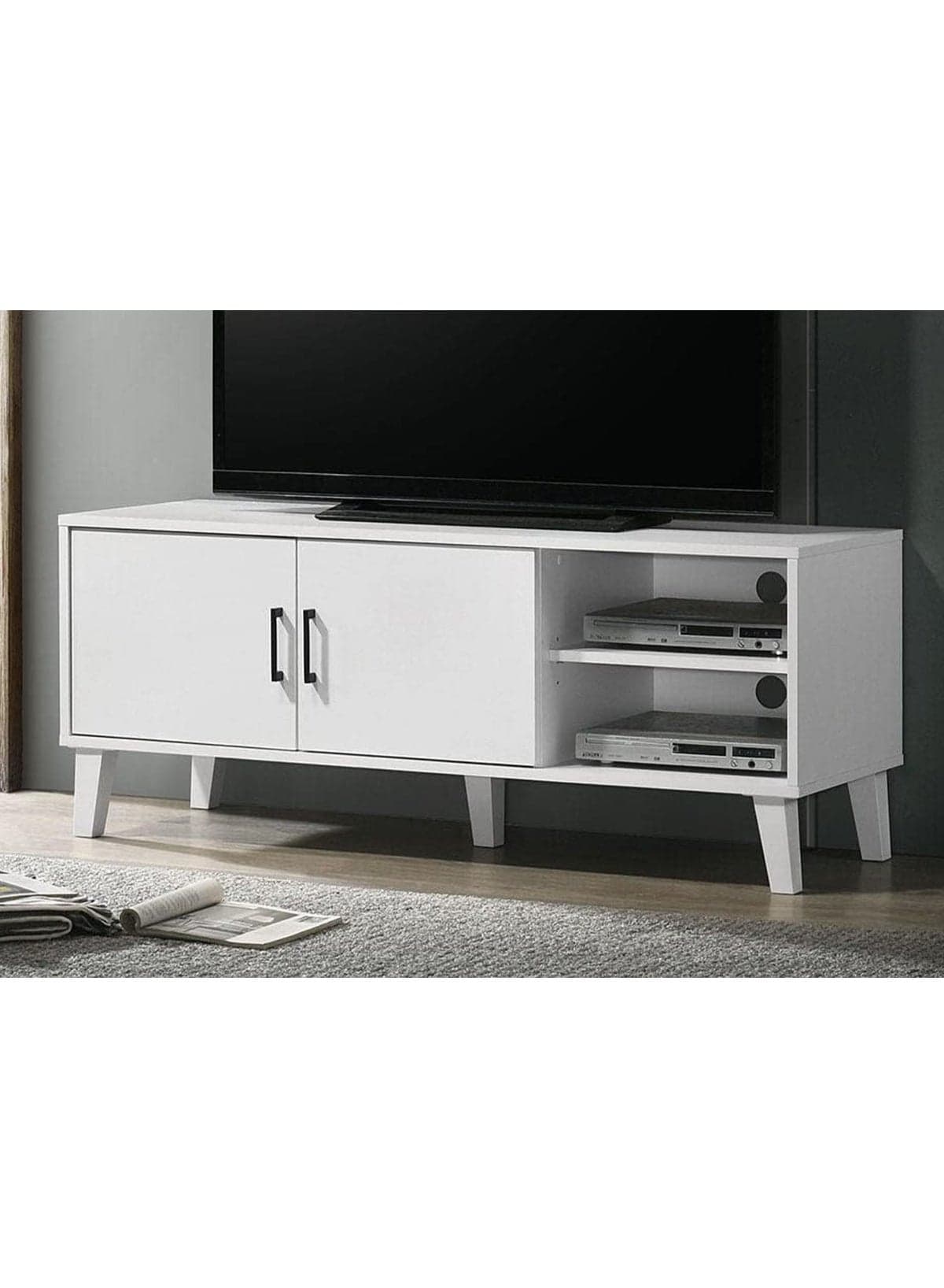 TV Cabinet For Up To 32 Inches TV I Entertainment Modern Design Wall Unit Furniture I Wooden TV Stand For Living Room, Bedroom I TV Rack L120xW40xH49 cm - White