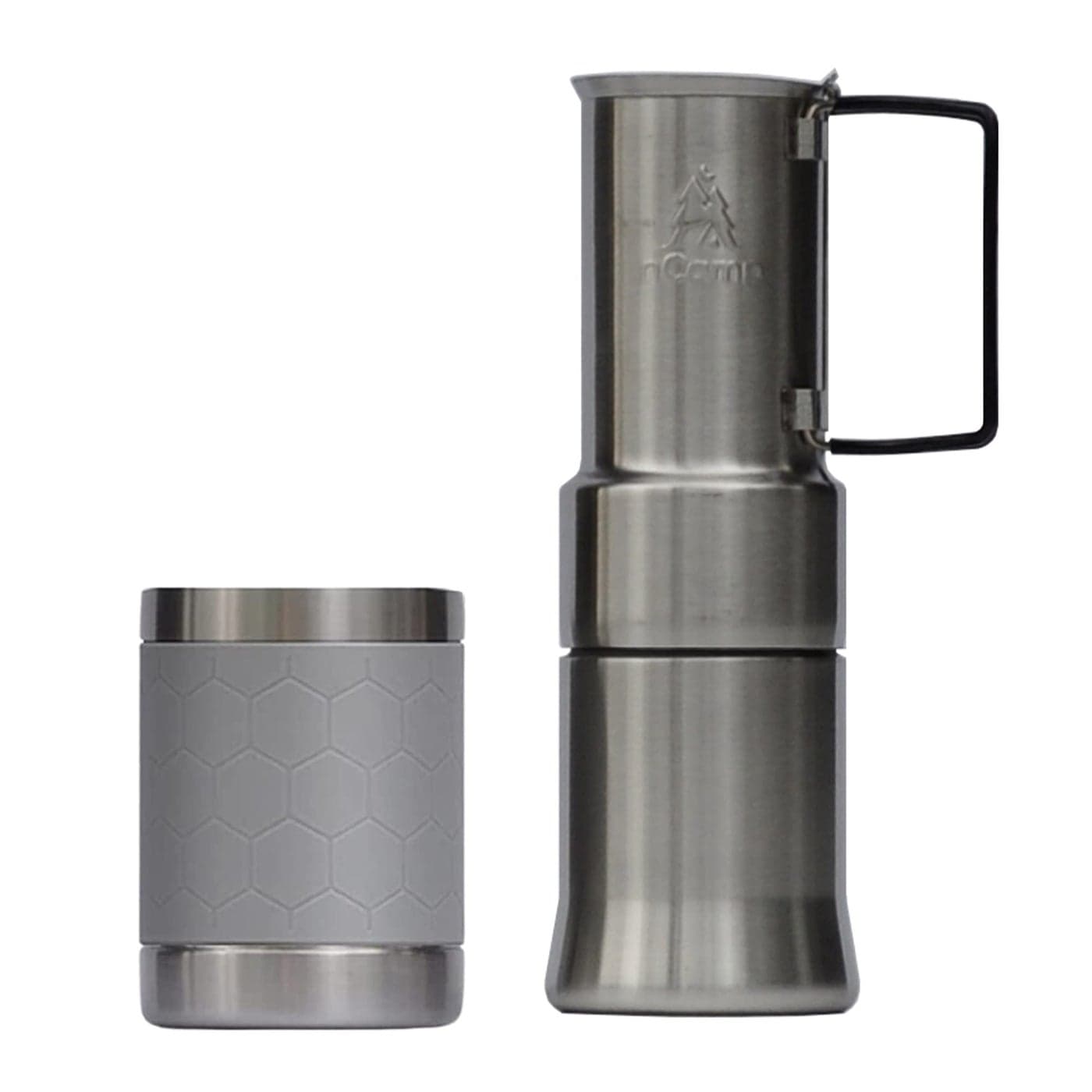 nCamp Caf Portable Coffee Maker Portable Espresso Machine Compact Camping Coffee Maker Stainless Steel Travel Coffee Maker with Camping Coffee Cup Reusable 12 oz