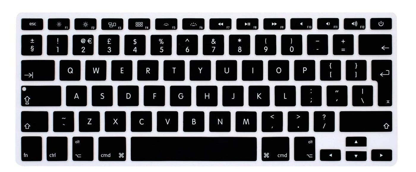 HRH English Silicone Keyboard Cover Skin for MacBook Air 13,for MacBook Pro 13/15/17 (with or w/Out Retina Display,2015 or Older Version),for iMac Older EU Layout Keyboard Protector-Black