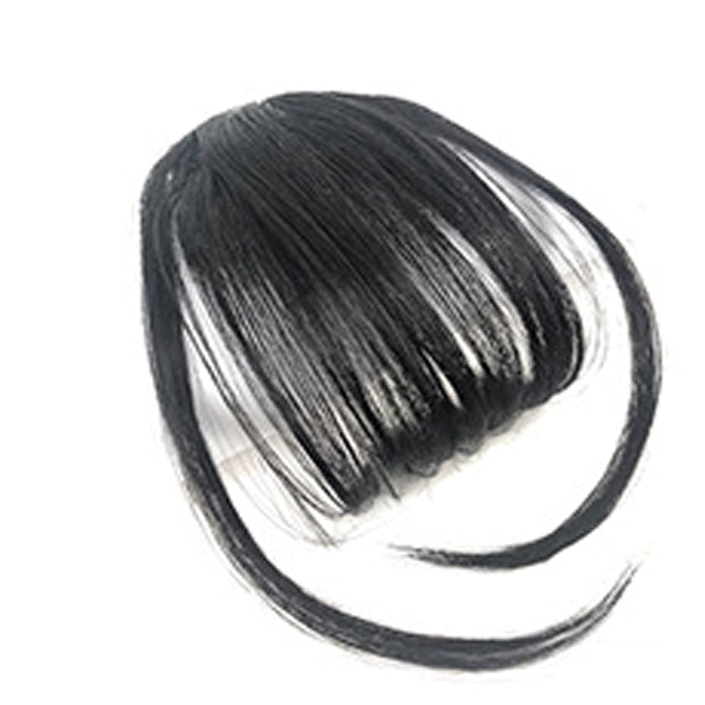 Bangs Halloween Hair Clip in Bangs 100 human hair Curved Wispy Bangs with Temples Hairpieces for Women Clip on Air Bangs Hair Extension for Daily WearBlack