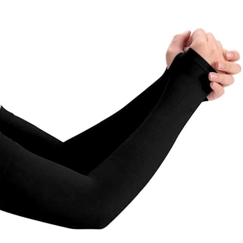 Auto Hub Black Cotton Riding Arm Sleeves for Men & Women-1Pair/Free Size
