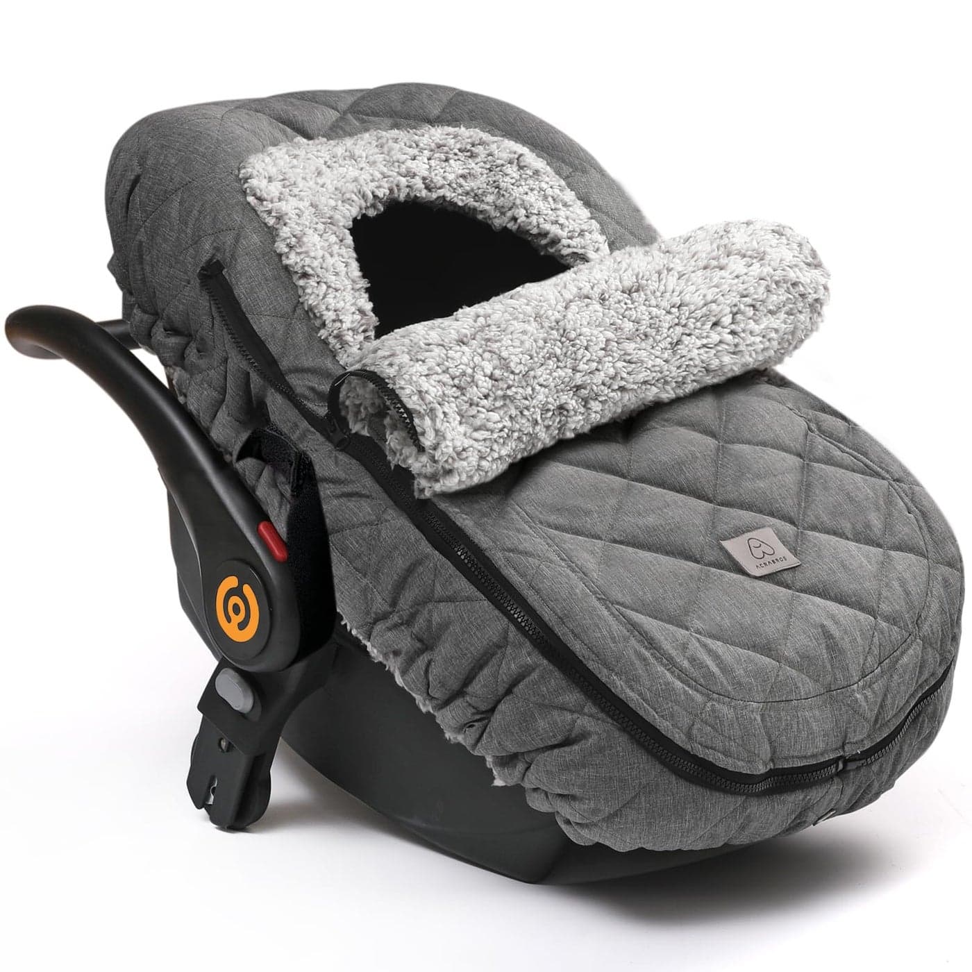 ACRABROS Car Seat Cover Baby Winter Infant Carseat Canopy for Boy Girl Newborn Zipper Peeping Window Warm Cozy Cold Weather Waterproof Fitted Heather Grey