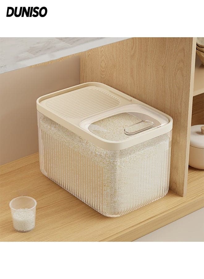 Rice Storage Container,Household Rice Bucket,Sealed Household Grain Storage Bucket with Measuring Cups,Waterproof and Insect Proof,Suitable for Rice, Grains and Beans