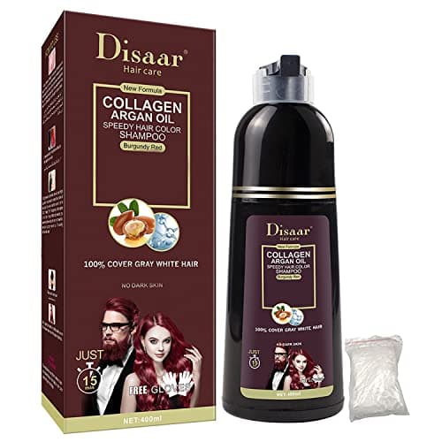 DISAAR Beauty Speedy Hair Color Shampoo 100 Cover Gray White Hair Easy To Use Long Lasting 400ml1353floz Burgundy Red