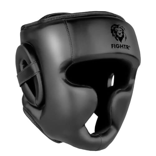 FIGHTR® Boxing Headgear with Best fit | Boxing Helmet Guard for Sparring | Adjustable Size for Boxing, MMA, Muay Thai, Kickboxing & Martial Arts, S/M, All Black