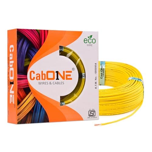 CabONE Lite 1.0 Sq mm Electrical Wire - 90m Blue Single Core CCA Copper Wire | Fire Retardant PVC Insulation for Domestic Wiring Yellow