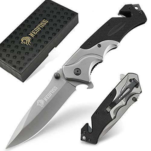 NedFoss FA49 Pocket Knife for Men, 4-in-1 Multitool Folding Knife with Glass Breaker, Seat Belt Cutter, Bottle Opener, Survival Knife for Emergency Rescue Situations, Home Improvements