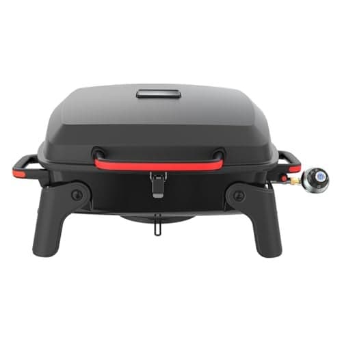 Megamaster 1-Burner Portable Gas Grill with Locking Lid, 11,000 BTU Stainless Steel Burner, Foldable Legs, Small Propane Grill for Outdoor Cooking, Camping, BBQs, Patios, and Gardens - 820-0065C