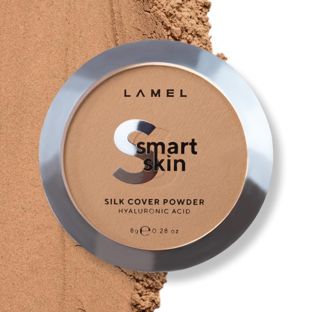 Lamel Smart Skin Silk Compact Powder Long Lasting Pressed Finishing Powder Oil Control Makeup Suitable for Dry Skin Lightweight Formula 405 Tan Beige 028 oz