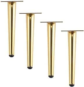 Ventuos 10 Inch Furniture Legs Gold Straight Tapered TV Cabinet Legs Dresser Legs Coffee Table Legs Couch Sofa Legs MidCentury Modern Style Metal Furniture Feet 4Pcs 12