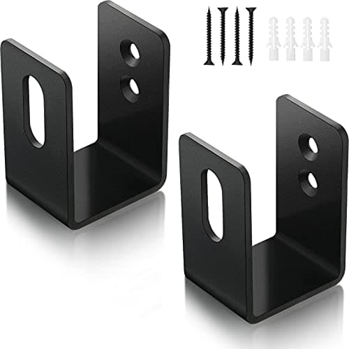 2 x 4 Door Barricade Bracket, Door Security U Shaped Steel Open Bar Bracket Heavy Steel Floor Opening Anti Theft U Shaped Tool Hanger for Barn Shed Garage Home(Black,2 Pieces)