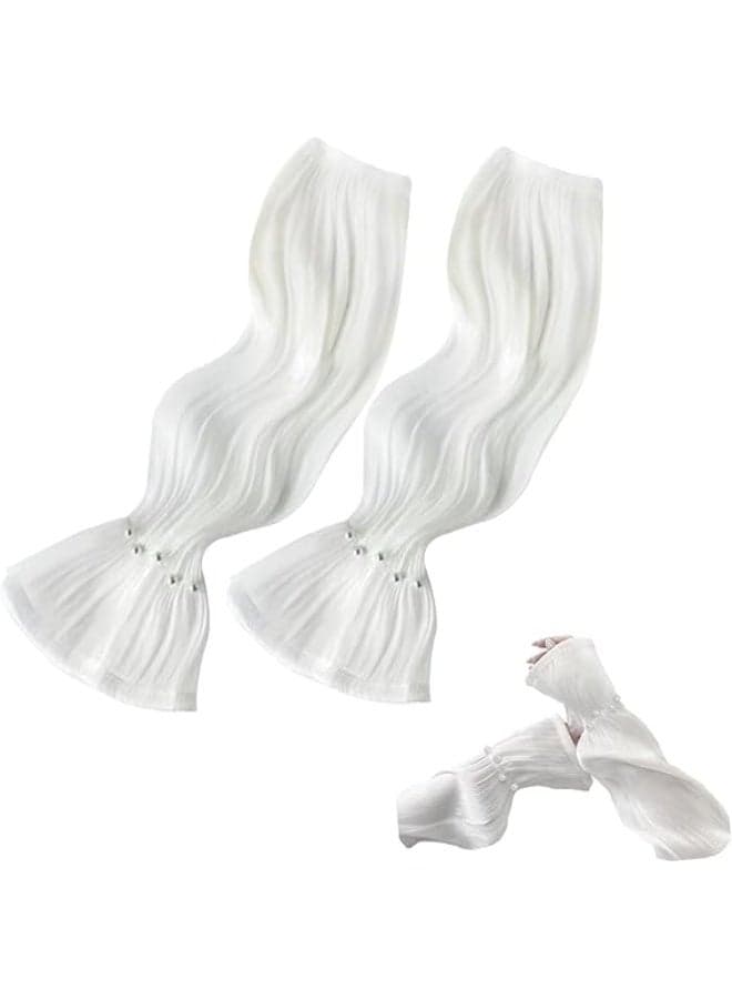 Ultra-thin Ice silk Sun Protection Arms Legs Sleeves Women's Long Lace Gloves Sun UV Protection Women's Long Tulle Gloves, One Size