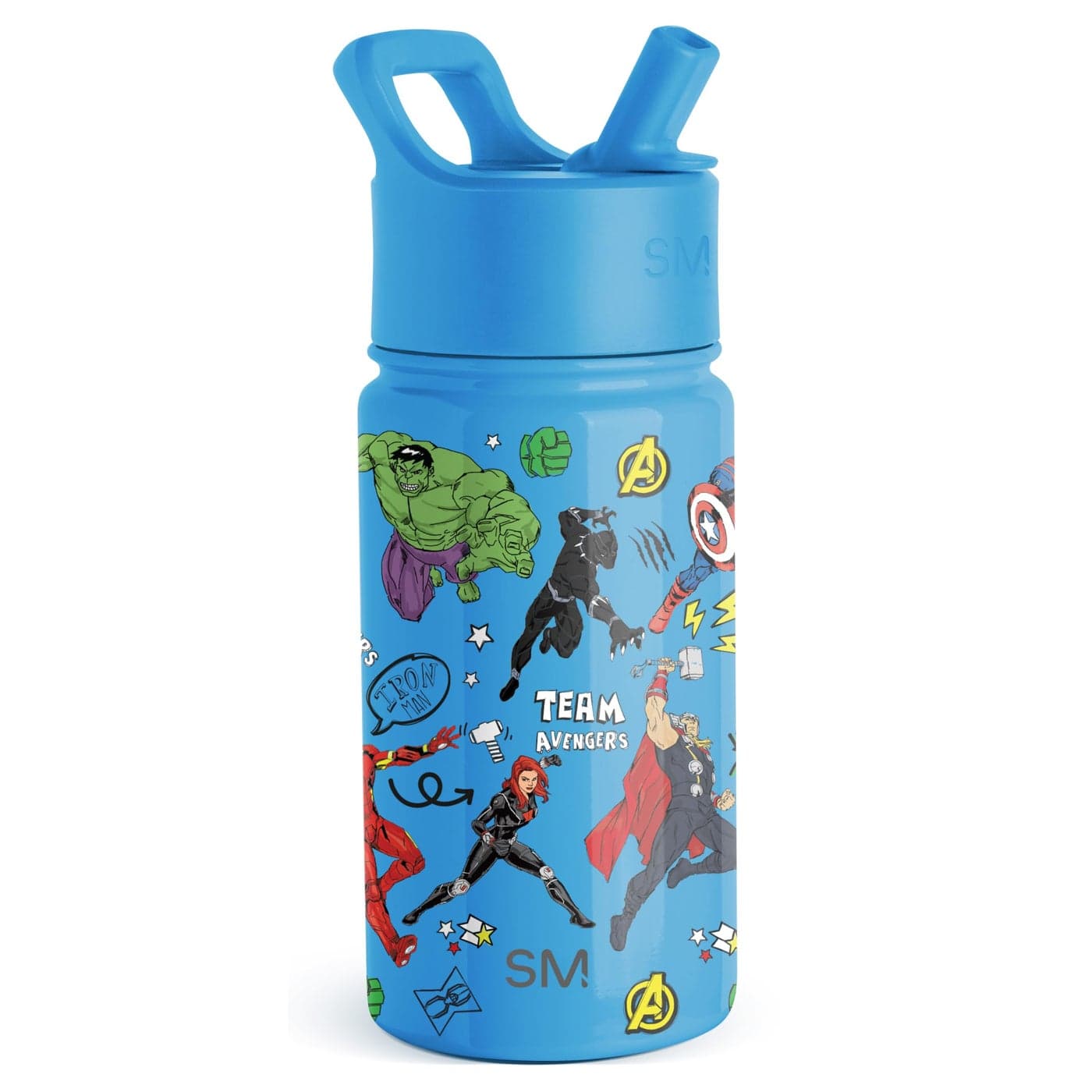 Simple Modern Marvel Avengers Kids Water Bottle with Straw Lid | Insulated Stainless Steel Reusable Tumbler Gifts for School, Toddlers, Boys | Summit Collection | 14oz, Avengers Heroes