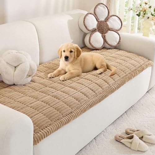 Royhom Couch Cover for Dogs Washable, Soft Thick Pet Couch Covers for Sofa, Pawcart Couch Protector Pet Friendly, Furniture Covers Dog Mat for Couches and Sofas (Khaki, 27.6 x 59 Inch)