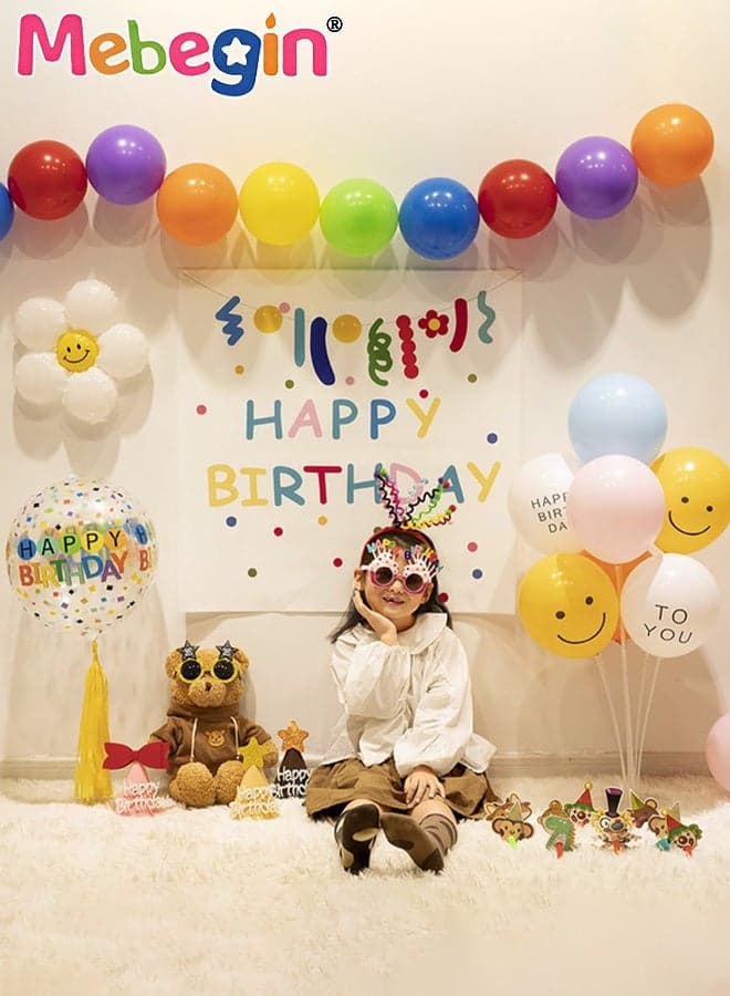 Kids Birthday Party Decorations, Colorful Birthday Decoration Set with 80*80cm Poster, Colorful Balloons and Other Accessaries, Creative Birthday Party Supplies Set, Easy to Assemble