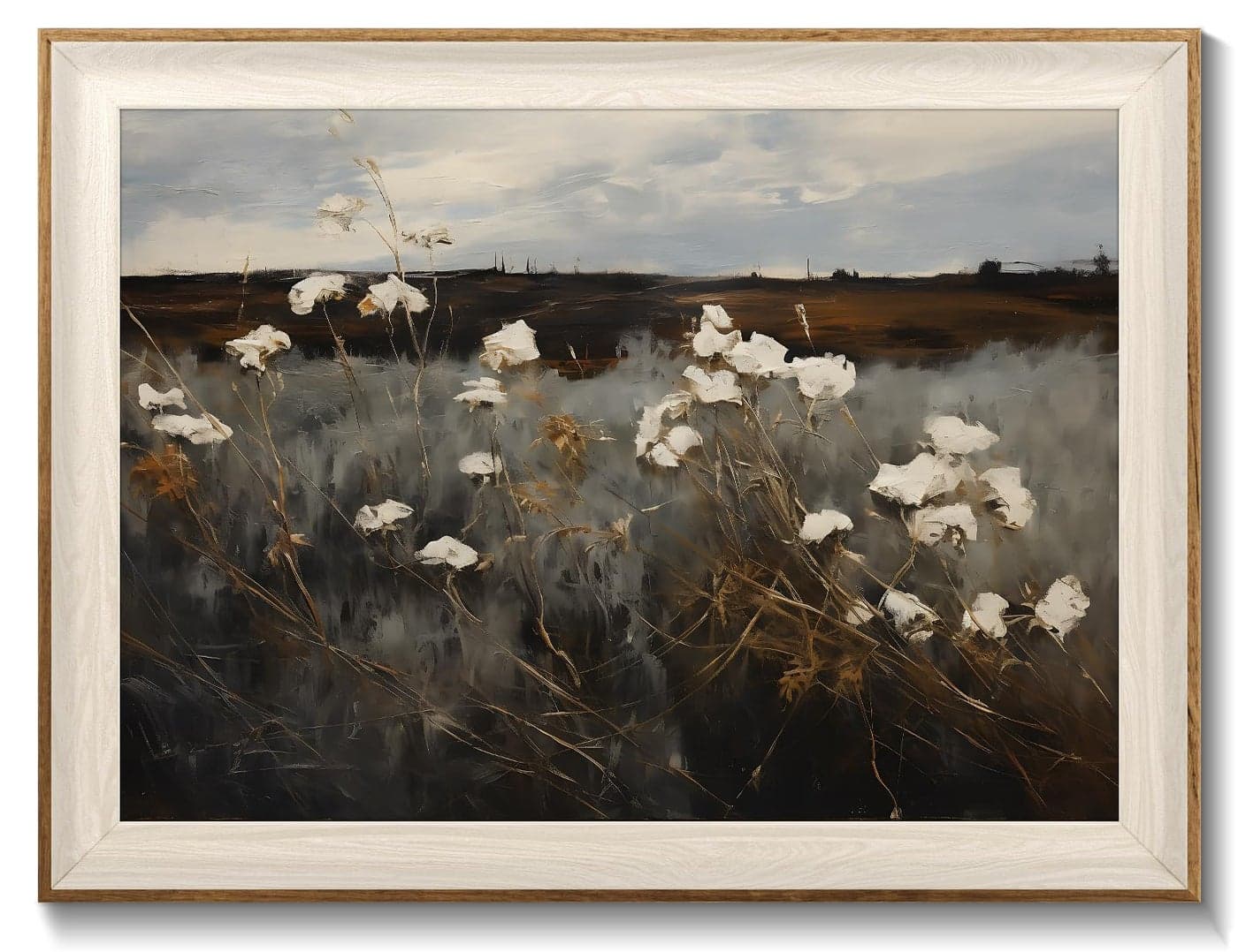 Framed Wall Art for Bedroom - Vintage Wildflower Painting Canvas Art Prints, Moody Dark Autumn Flower Wall Decor Aesthetic, Farmhouse Decor Wall Art Floral Pictures - 10x12Inch
