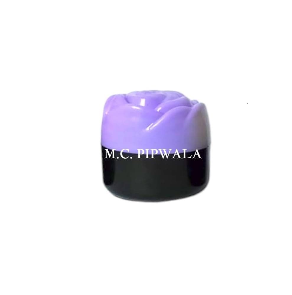 MC PIPWALA 15 gm PS Material Round Black Small Cosmetic cream Jar with Flower Cap Purple cap 12 pcs