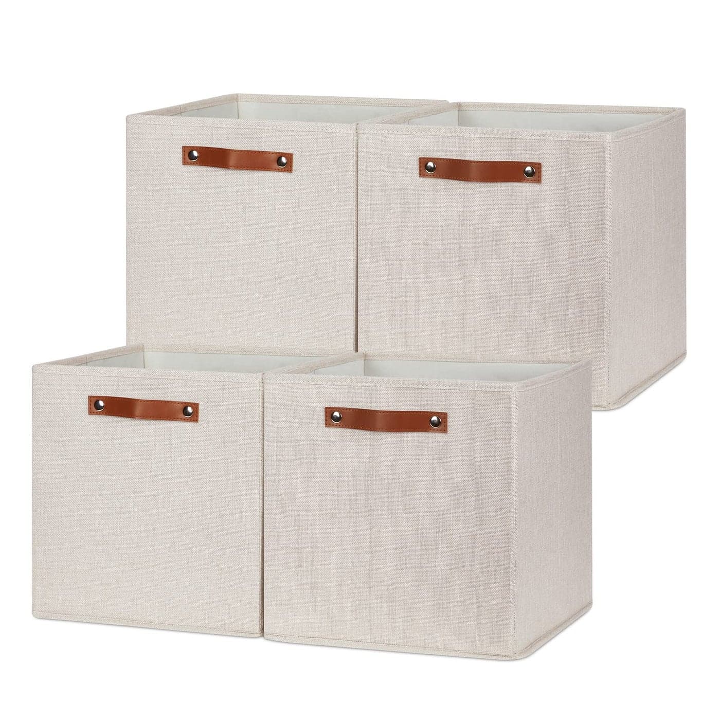 DULLEMELO Storage Baskets for Shelves Closet StorageSturdy Home Organization Bins for Gifts EmptyFoldable Fabric Storage Cubes Baskets for Nursery Toys Towels Clothes StorageBeige4 Pack