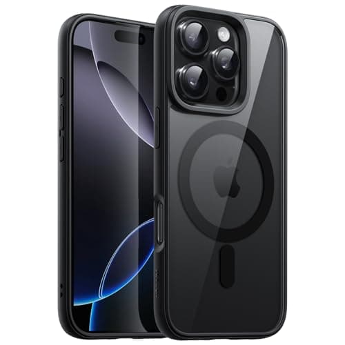 JETech Magnetic Case for iPhone 16 Pro Max 69Inch Compatible with MagSafe Shockproof Phone Bumper Cover Solid Color Matte TPU Frame AntiScratch Clear Back Black