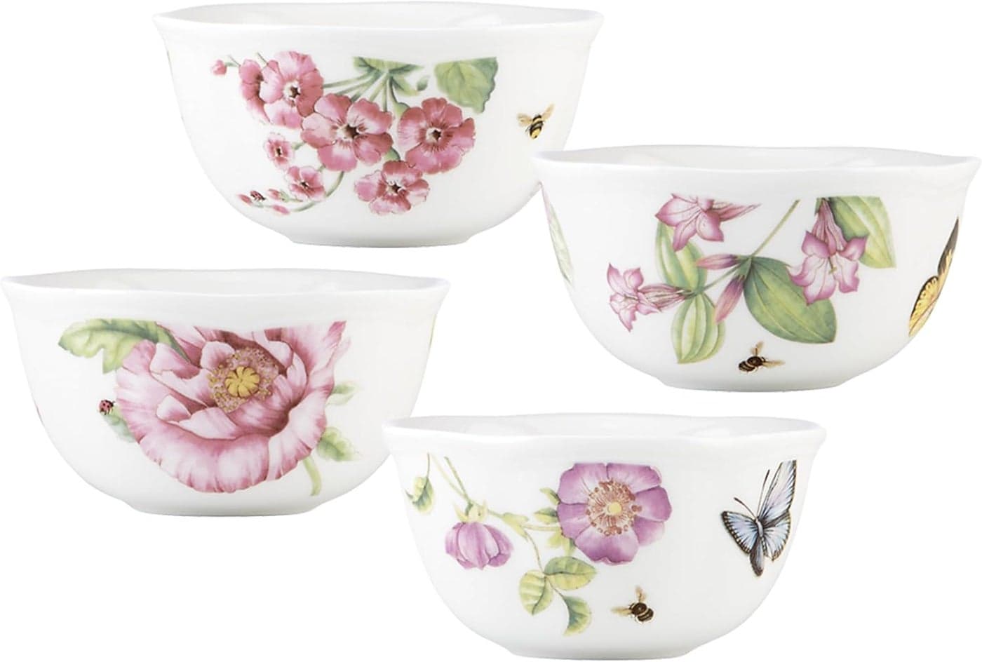 Lenox Butterfly Meadow Bloom 4Pc Dessert Bowl Set Pink