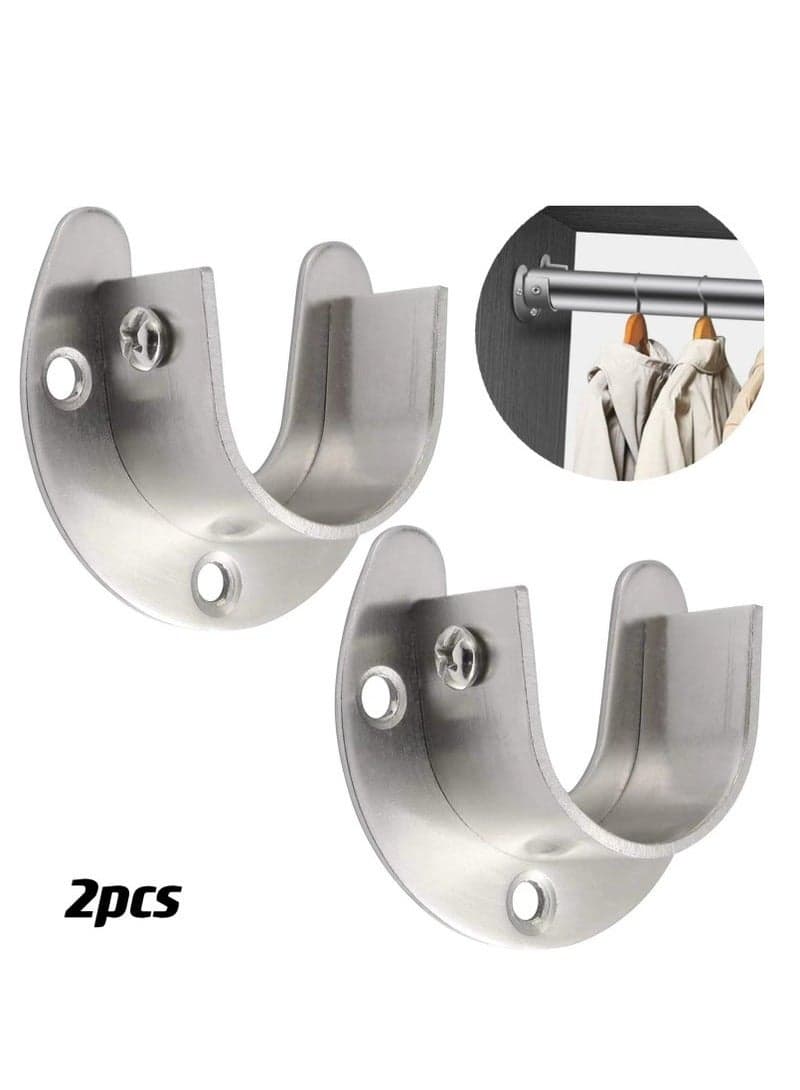 Heavy Duty Closet Rod Brackets Closet Shower Rod Bracket Closet Rod Holders Closet Pole Sockets Closet Rod Supports for Rod (2 PCS, Silver)