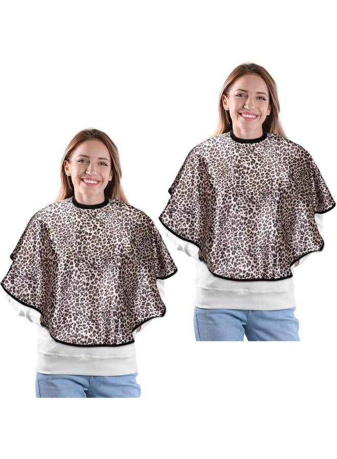 2 Pcs Makeup Cape Makeup Bib Waterproof Beauty Salon Barber Bib Dye Cape Styling Shampoo Apron for Hairdresser Artist Clients(Leopard Print Color)