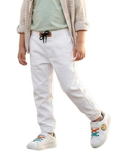 Urbano Juniors Boy's White Slim Fit Jogger Jeans Stretch (junhpsjoggerboy-white-13-14)