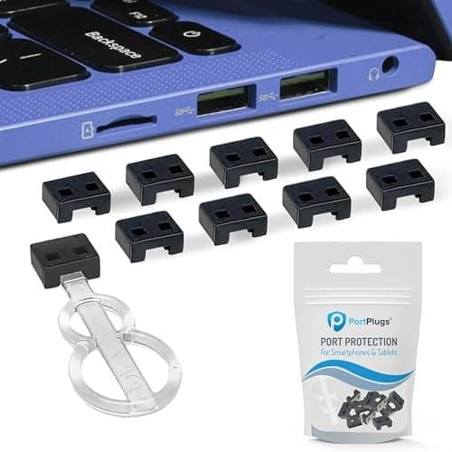 PortPlugs USB-A Port Blockers - Key Lock USB Security for PC, Laptop & Notebook - Removable Type-A Data Protection - Dust & Moisture Resistant Shield | Black (10-Pack)