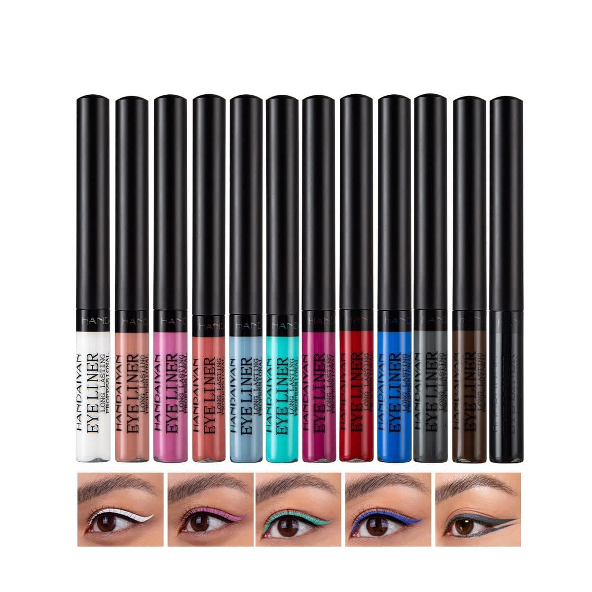 My Colors Colorful Liquid Eyeliner Set 12 Colors Matte Neon Eyeliner Pencil Pigmented Waterproof Smudgeproof Long Lasting Gel Eye Liner Eye Makeup Gift Kit For Women B 12 PcsMultiColoured