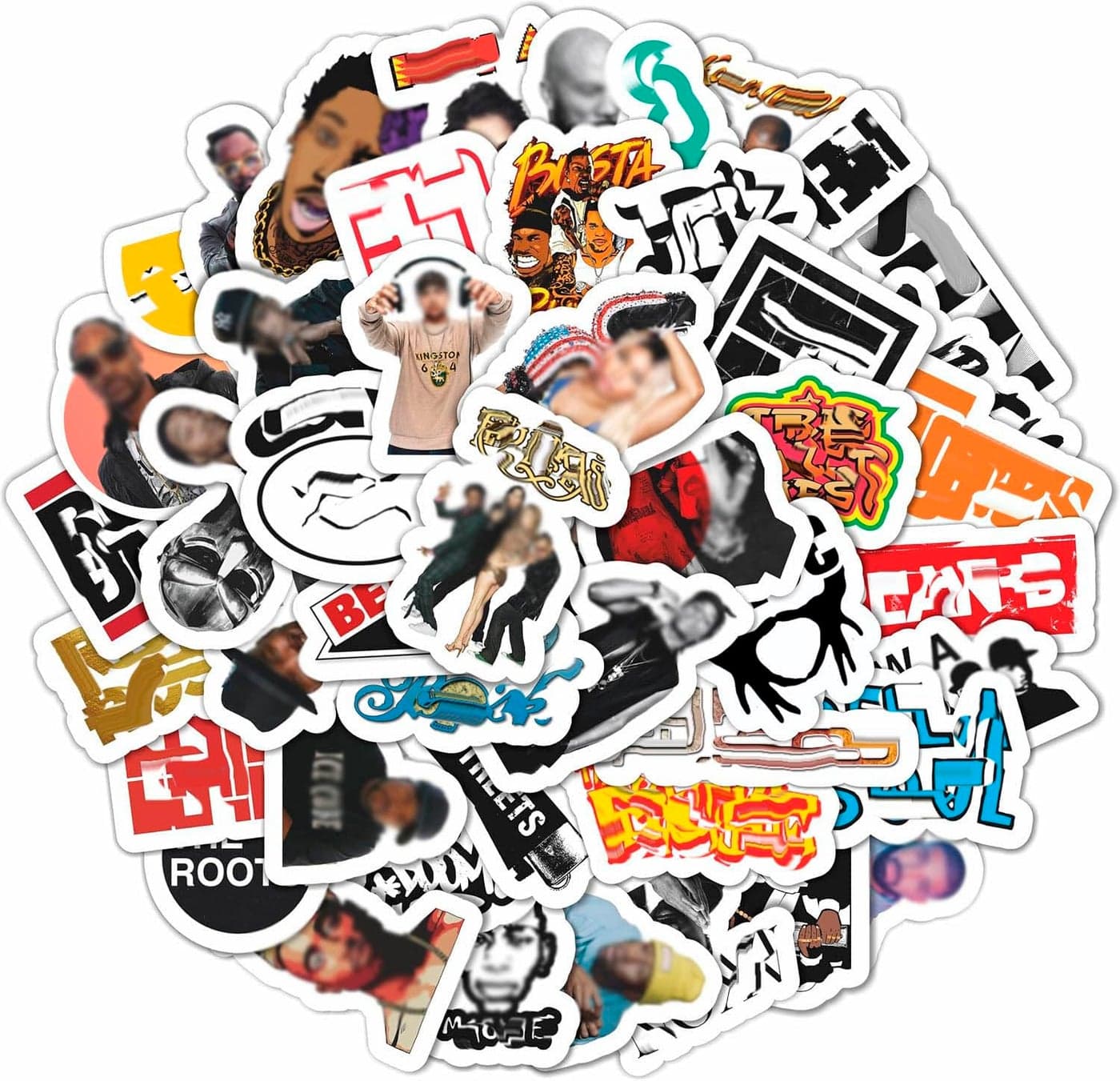 BulbaCraft 100Pcs Hip Hop Stickers, 2000s Hip Hop - Rapper Stickers, Rap Decals, Rap Accessories - Music Deals for Water Bottle