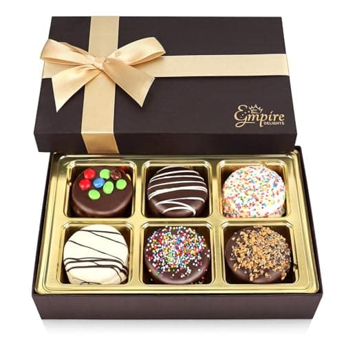 Cookies Gift Basket Chocolate Gift Basket for Birthday Treats for Women and Men Fancy Chocolate Covered Cookies for Gifting 6 Count