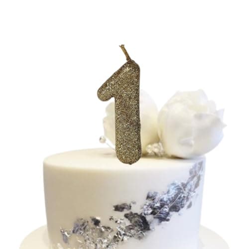Wanna Party Number 1 Glitter Gold Candle for 1st Birthday Decoration Items/Cake Toppers/Cake Decorations