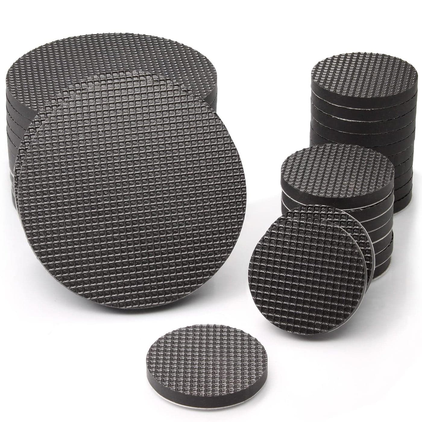Non Slip Furniture PadsSolid Rubber Furniture Pads 1 inch Round 46 pcsBlackStoppersSelf Adhesive AntiSliding Grippers for BedCouchTableRubber FeetFloor Protectors