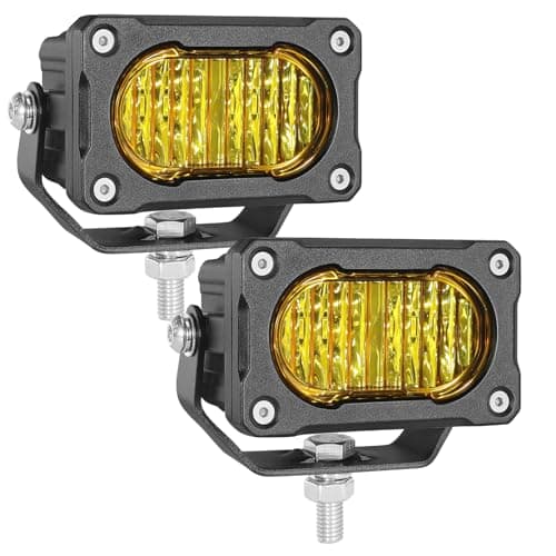 Fastchoy Auto Yellow LED Pods 2Pcs 40W 3 Inch Yellow Flood LED Pod Lights Fog Lights small Amber light pods Off Road Driving Ditch Light for Trucks Motorcycle UTV Dirt Bike Surron