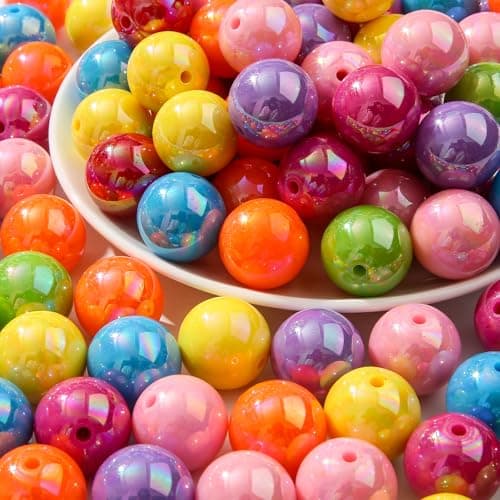 ANCADN 20mm Acrylic Beads 100pcs Ab Rainbow Color Bead Chunky Bubblegum Beads for Jewelry Making Bracelet Necklace Craft Making Suppliesabrainbow