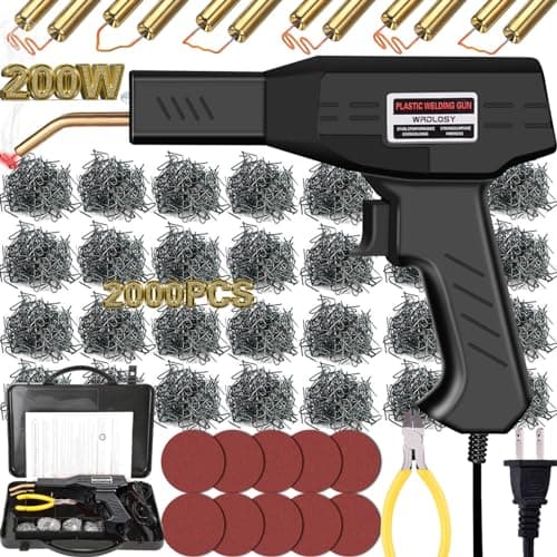 Wrdlosy 200W Plastic Welder, 2000PCS Staples 10PCS Sandpaper, Plastic welding Kit, Plier Custom Carry Case, Plastic Repair Car Bumper Repair Simplicity Of Use