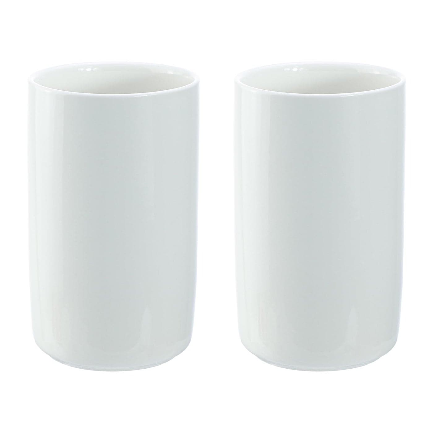 Gaolinci 2 Pcs Simple White Ceramic Mouthwash Cups Bathroom Brushing Cup 10 Oz