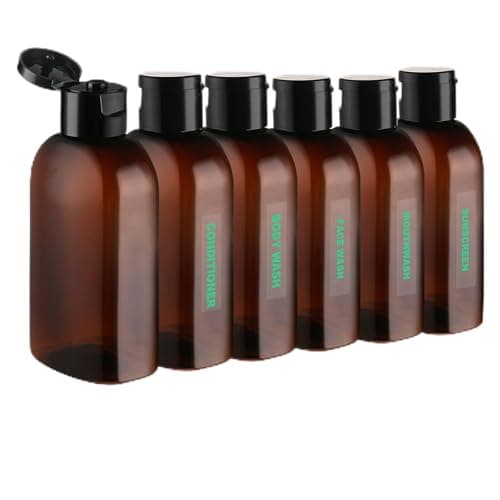 Cosywell Travel Bottles for Toiletries 6pcs 34oz TSA Approved Travel Shampoo Bottles Leak Proof Empty Lotion Containers with Flip Cap Small Plastic Squeeze BottleBrown