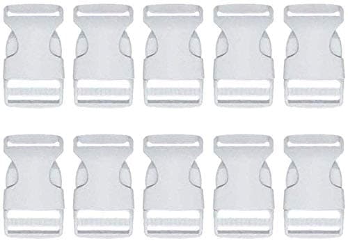 BEAULEGAN Plastic Buckles 1 Inch Pack of 10 Quick Side Release for Luggage Straps Pet Collar Backpack Repair One Adjustable End White