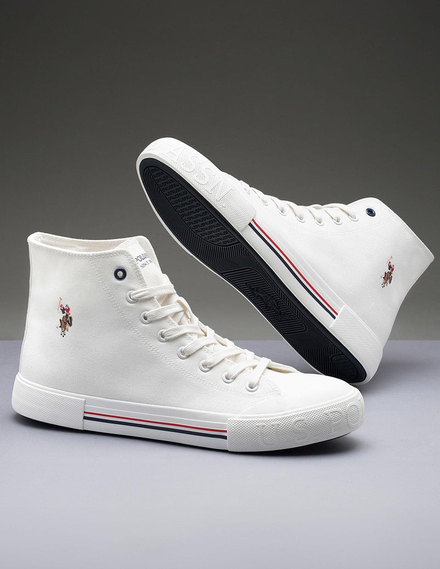 U.S. Polo Assn. Mens VLAIR 2.0 Mid Top Sneaker Off White