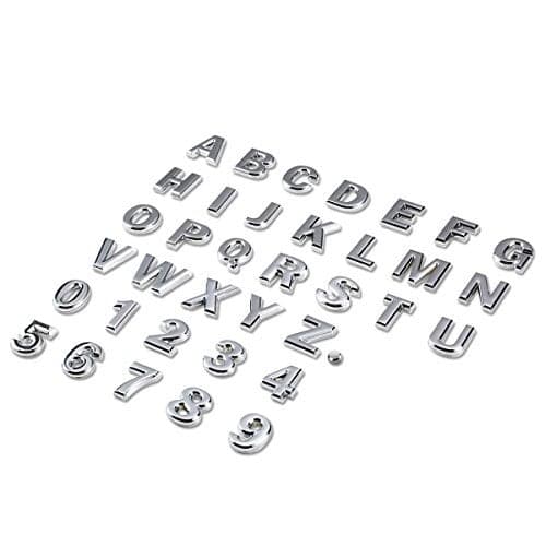 DNA Motoring EMLLETTERJSL Silver Letter Metal Decal Emblem Badge Sticker for Auto Car Truck Motorcycle Logo J